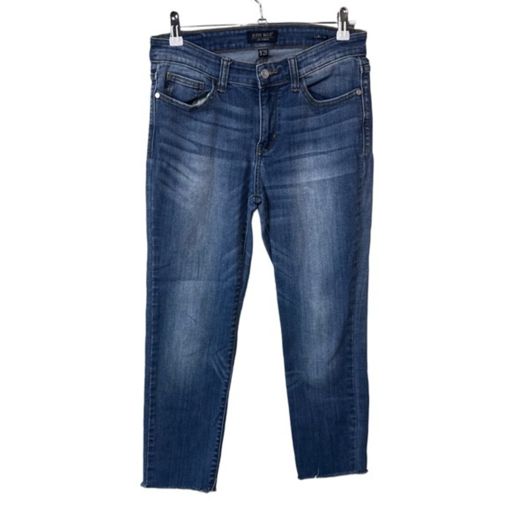 Judy Blue Relaxed Fit Ankle Crop Raw Hem‎ Medium Wash Jeans Women's Sz 9/29